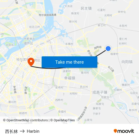 West Changlin to Harbin map