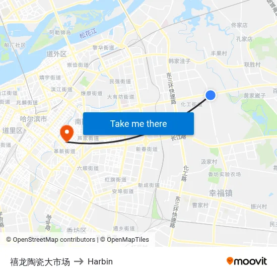 Xilong Ceramics Market to Harbin map