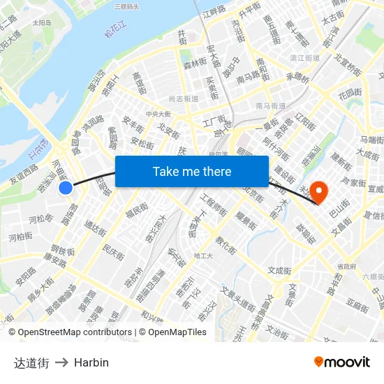Dadao Street to Harbin map