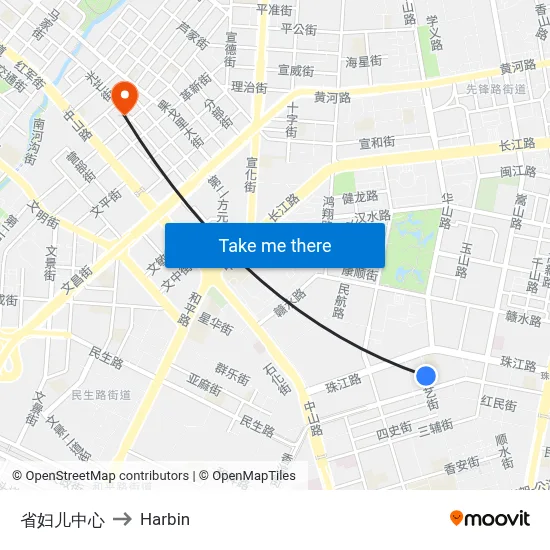 Provincial Women & Children's Center to Harbin map