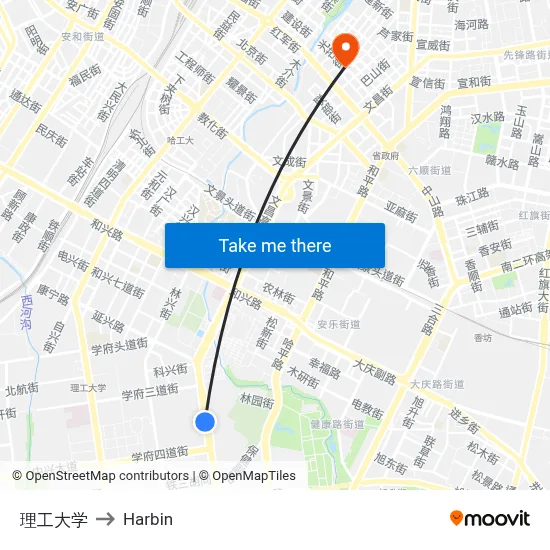 Institute of Technology to Harbin map