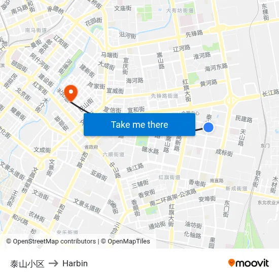 Taishan Residential Complex to Harbin map
