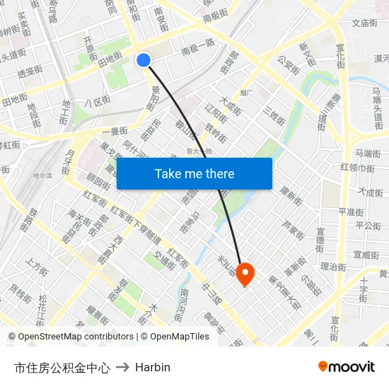 Municipal Housing Fund Center to Harbin map