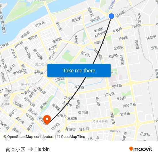 Nanzhi Complex to Harbin map