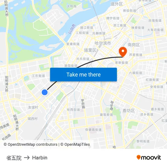 Provincial Hospital No. 5 to Harbin map