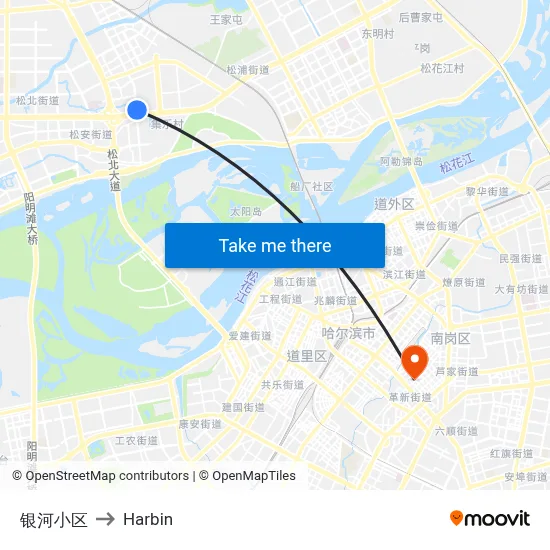 Galaxy Residential Complex to Harbin map
