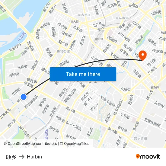 Gu Xiang to Harbin map