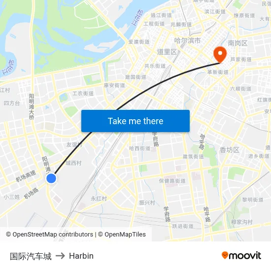 International Auto City to Harbin map