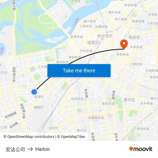 Hongda Company to Harbin map