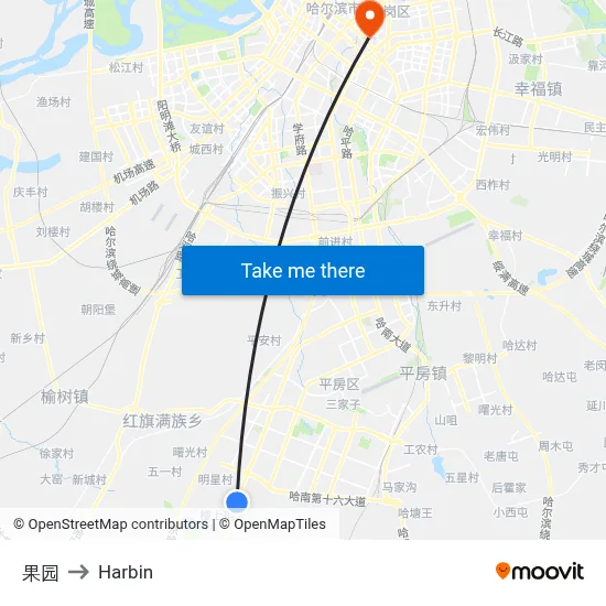 Fruit Garden to Harbin map