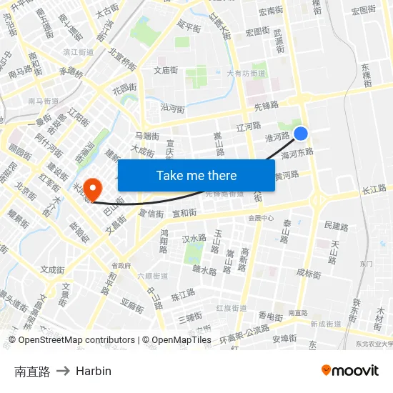 Nanzhi Road to Harbin map