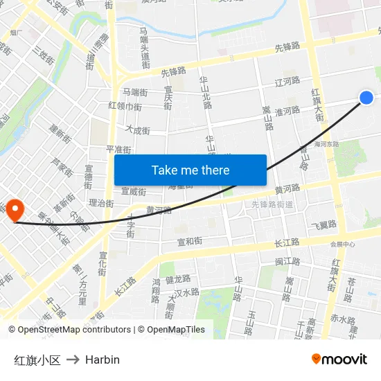 Red Flag Residential Area to Harbin map