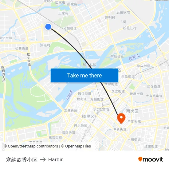 Sena Ouxiang Complex to Harbin map