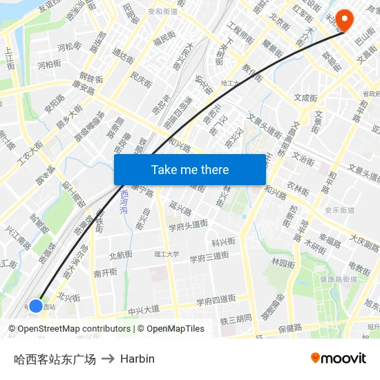 Haxi Station East Square to Harbin map
