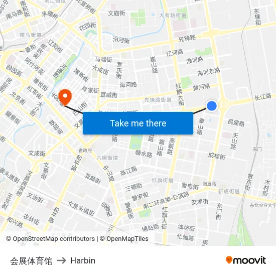 Exhibition Sports Center to Harbin map