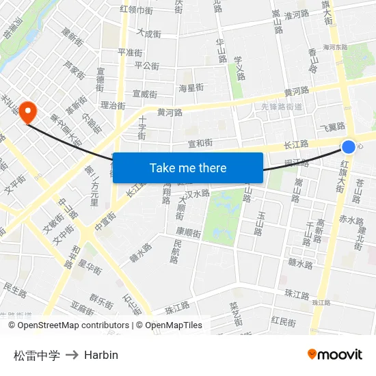 Songlei Middle School to Harbin map
