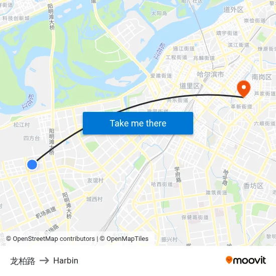 Longbai Road to Harbin map