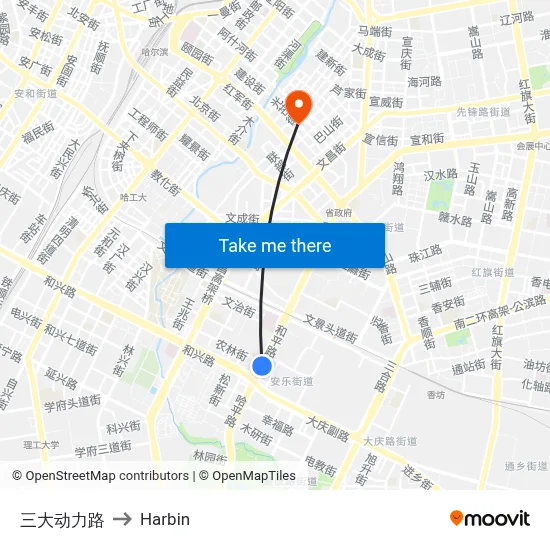 Sandadongli Road to Harbin map