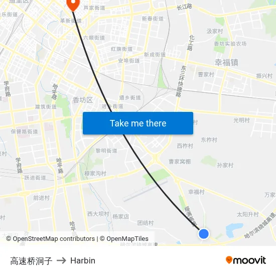 Highway Bridge Underpass to Harbin map