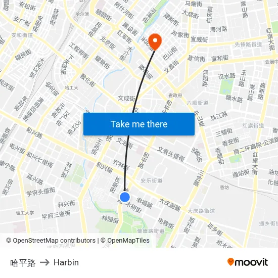 Haping Road to Harbin map