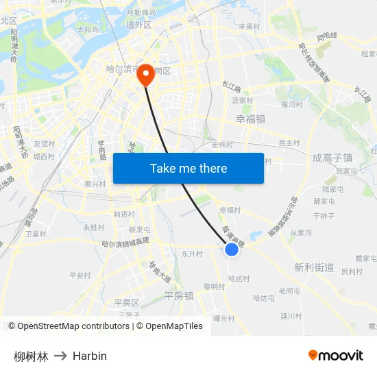 Willow Grove to Harbin map
