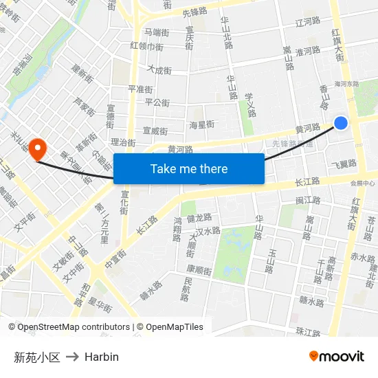 New Yuan Residential Complex to Harbin map
