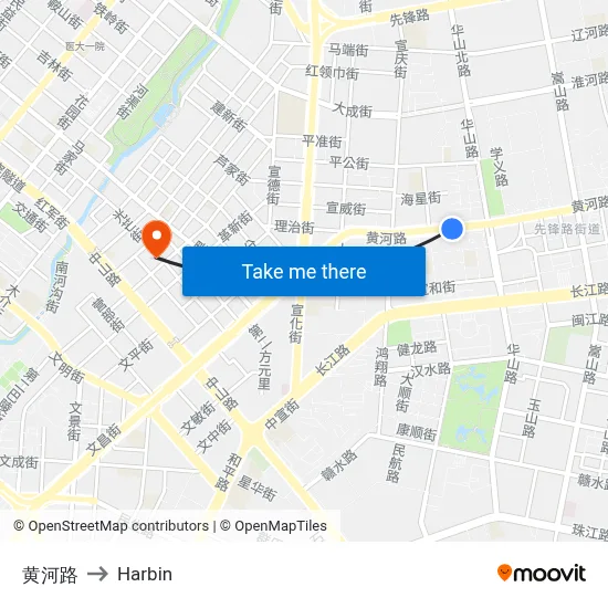 Huanghe Road to Harbin map