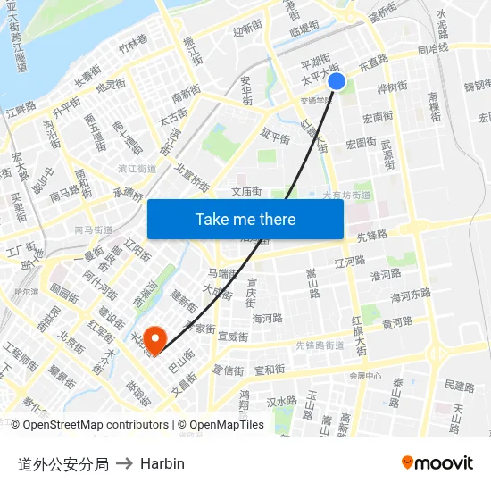 Daowai Police Branch to Harbin map