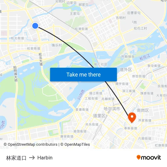Linjia Intersection to Harbin map
