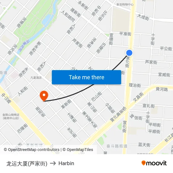 Longyun Building (Lujia Street) to Harbin map