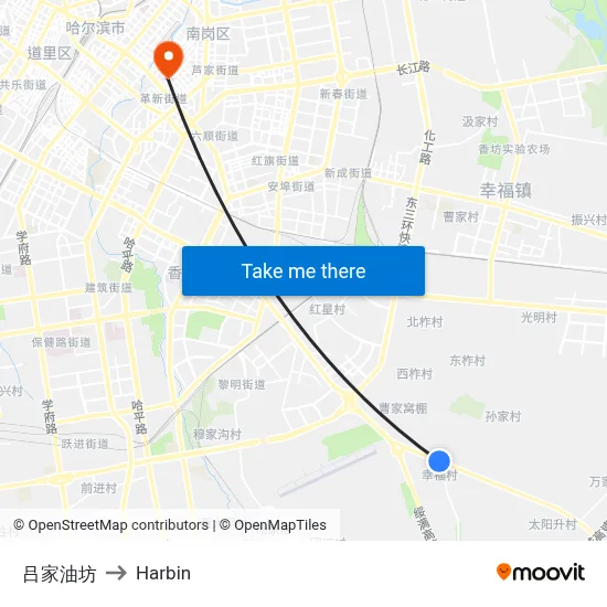 Lujia Oil Mill to Harbin map