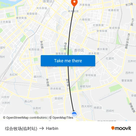 Comprehensive Ranch (Temporary Stop) to Harbin map