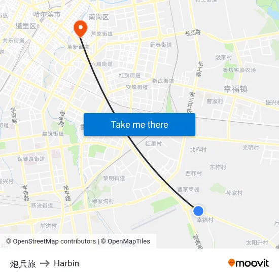 Artillery Brigade to Harbin map