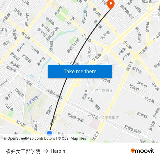 Provincial Women's Cadre Institute to Harbin map