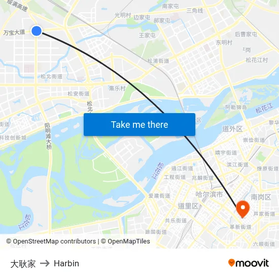 Da Geng Family to Harbin map