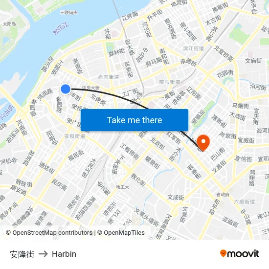 Anlong Street to Harbin map