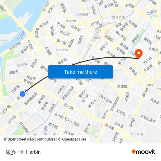 Gu Xiang to Harbin map