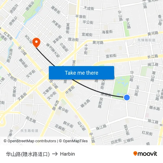 Huashan Road (Ganshui Road Intersection) to Harbin map