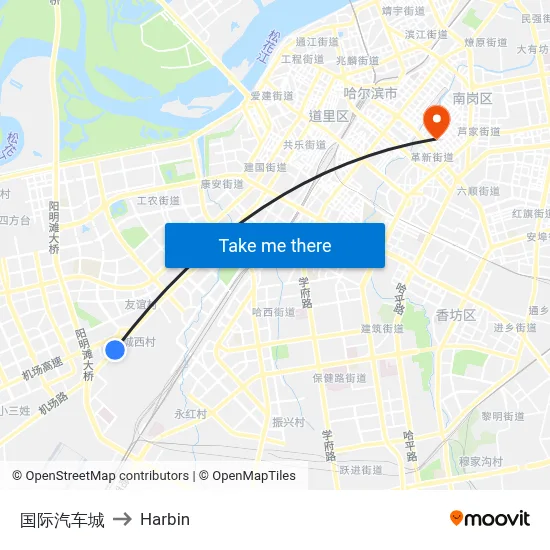 International Auto City to Harbin map