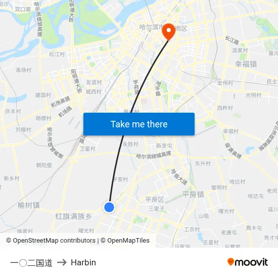 National Highway 102 to Harbin map