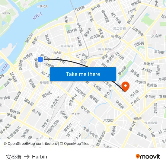 Ansong Street to Harbin map