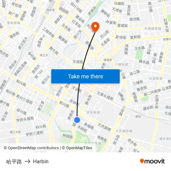 Haping Road to Harbin map