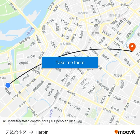 Swan Bay Residential Area to Harbin map