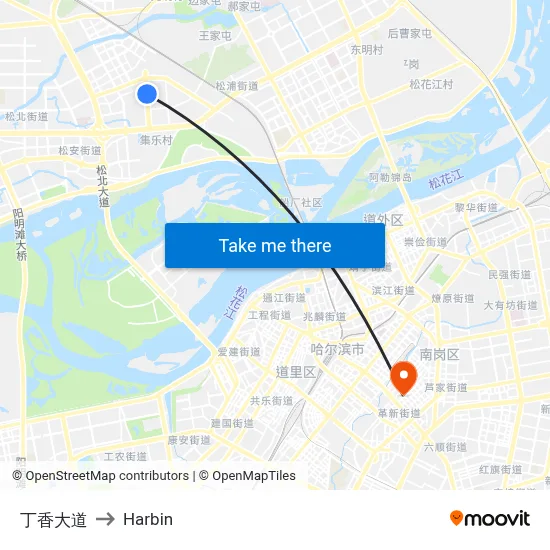 Lilac Avenue to Harbin map