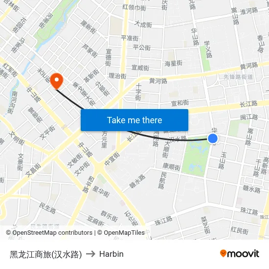 Heilongjiang Business Travel (Hanshui Road) to Harbin map