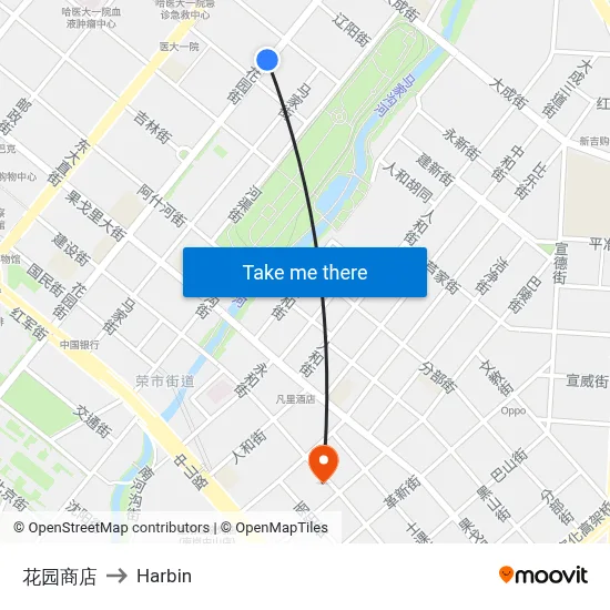 Garden Store to Harbin map