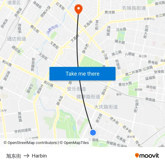 旭东街 to Harbin map