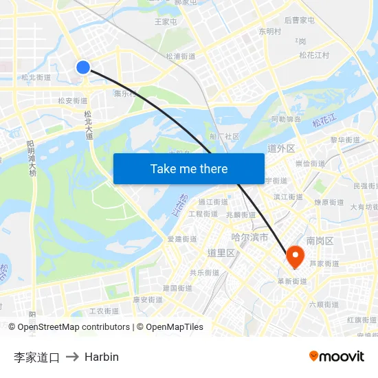 Lijia Crossing to Harbin map