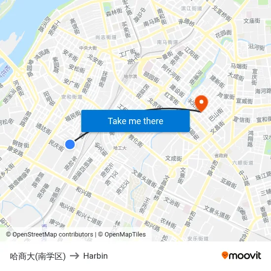 Harbin University of Commerce (South Campus) to Harbin map