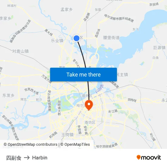 Fourth Food Market to Harbin map